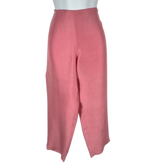 Eileen Fisher Silk Straight Ankle Pants Light Pink Petite Medium Side Zipper - Picture 2 of 10